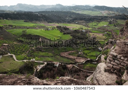 Great Escape to the Sky. Aerial view of Ronda's fields.