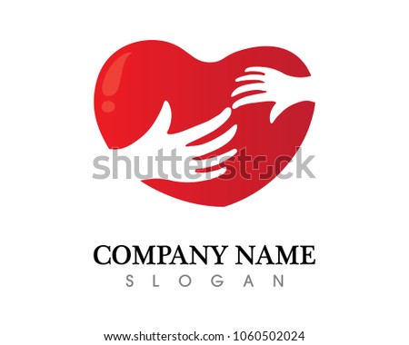 Love Logo and symbols Vector Template icons app hand careful care and education heart symbol 
