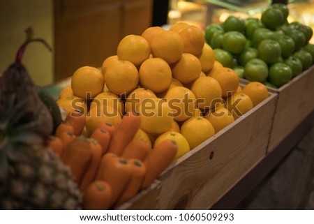Fruits showcase at a hotel restaurant