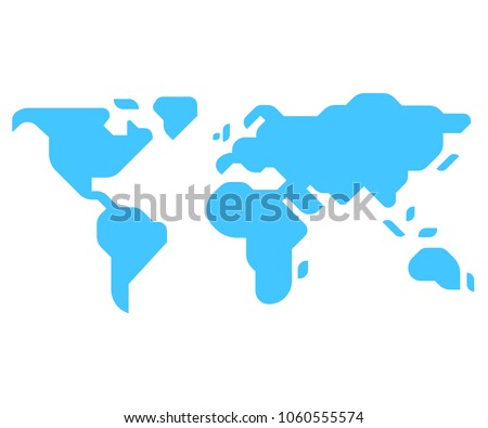 Simple stylized world map silhouette in modern minimal style. Isolated vector illustration.