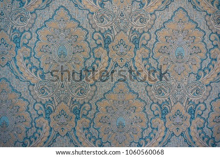 Blue and orange classic damask wall Royalty-Free Stock Photo #1060560068