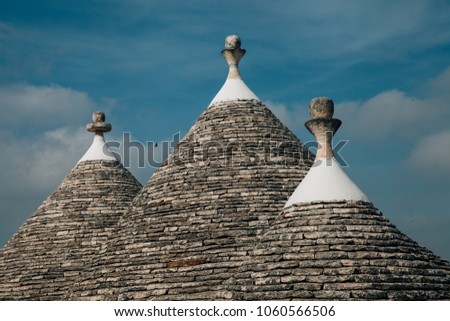Beautiful details and closeups of the Trulli houses in Alberobello, Puglia region, Italy.Part of the UNESCO world heritage.