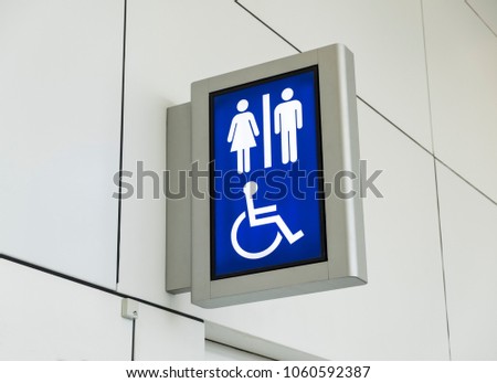 Washroom sign. Toilet sign.