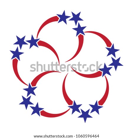 Vector illustration of American stars and stripes icon for use in campaign, 4th of July, Independence Day or presidents Day. Red white and blue sale. Stars and stripes logo