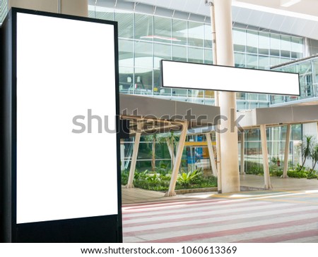 Blank Advertising Screen with Leaderboard Banner in Airport