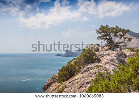 Russia, Crimea, Sudak. Sea view from the Genoese fortress in Sudak.