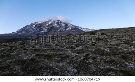 Summit of mount Kilimanjaro with melting ice glaciers, Africa