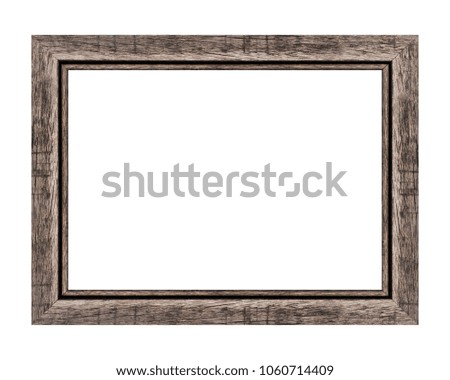 Brown wood frame isolated on white background. 