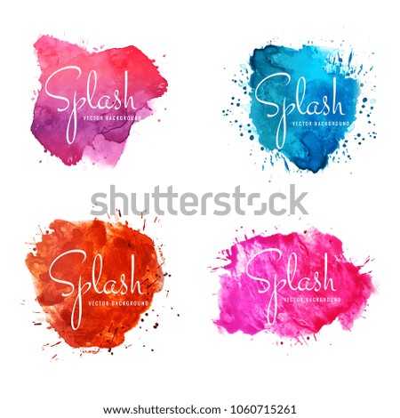 Abstract colorful watercolor splash design set