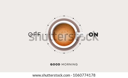 Good Morning. Conceptual Motivation Illustration. Vector Cup Of Coffee.  Royalty-Free Stock Photo #1060774178