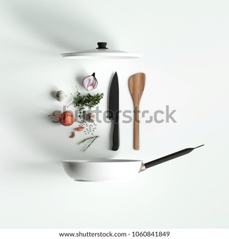 Fresh ingredients for cooking. 3D illustration