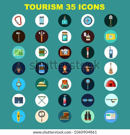 tourism equipment icons