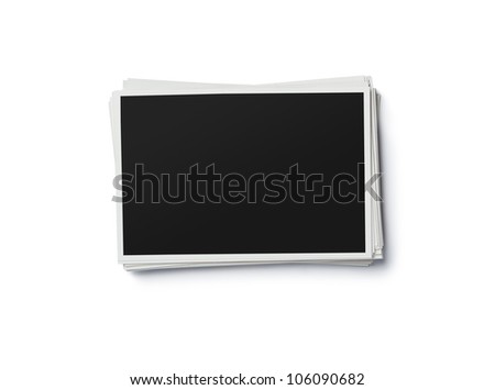 Stack of blank photo frames isolated on white background with clipping path for the inside