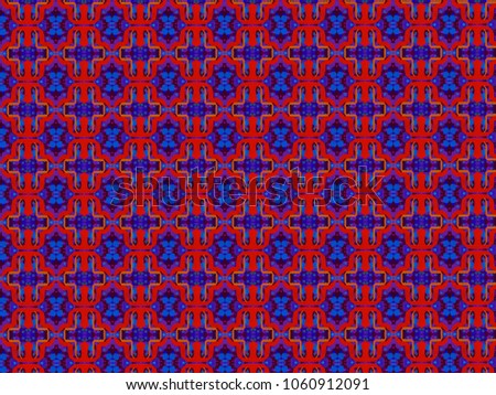 A hand drawing pattern made of orange red blue and purple.