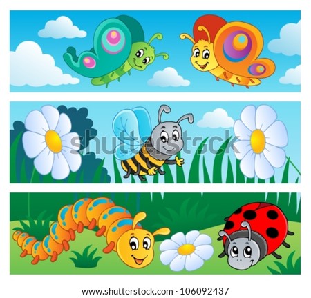 Bugs banners collection 1 - vector illustration.