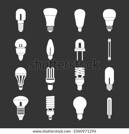 Light bulb icons set vector white isolated on grey background 