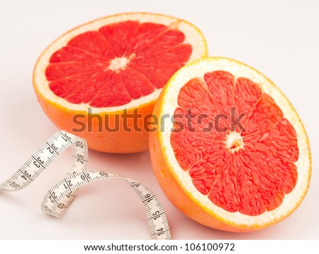 Measure tape and healthy grapefruit