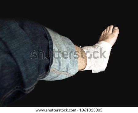 Leg man his broken gypsum medical.back backgronds