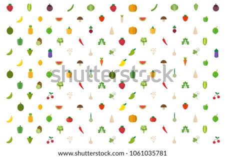 vegetables set fruits vegetables organic background. vector illustration