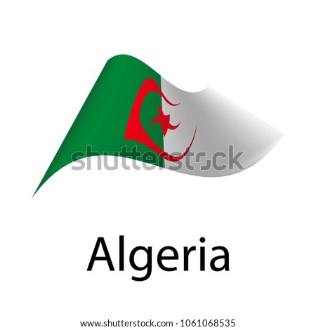 Flag of Algeria. A wavy flag. Icon. Isolated Vector Illustration.


