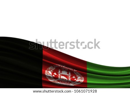 flag of Afghanistan isolated on white background with place for your text.