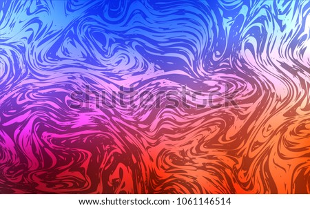 Light Blue, Red vector template with lines, ovals. Shining crooked illustration in marble style. Textured wave pattern for backgrounds.