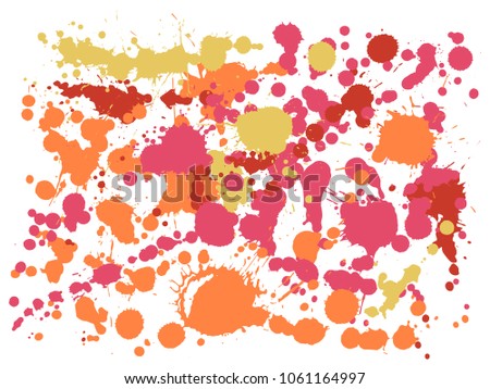 Watercolor paint stains grunge background vector. Colored ink splatter, spray blots, dirty spot elements, wall graffiti. Watercolor paint splashes pattern, smear liquid stains spots background.