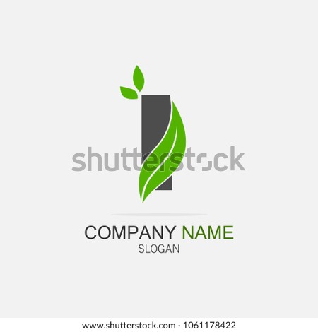 Initial I Letter With Leaf Logo

