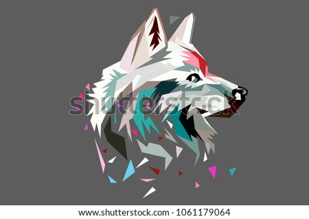 The head of a wolf. polygon style. low poly