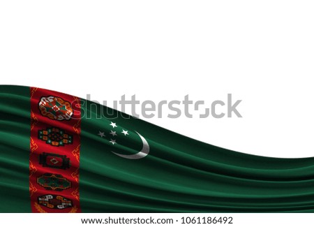 flag of Turkmenistan isolated on white background with place for your text.