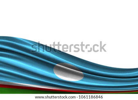flag of Sakha Republic isolated on white background with place for your text.