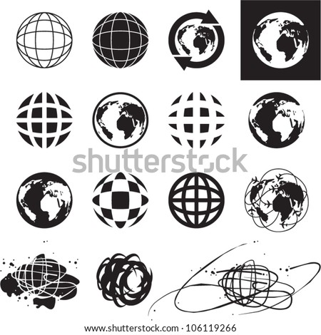 Globe icons. Vector globe sign set.