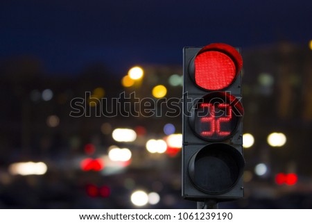 Traffic light countdown red signal background night city