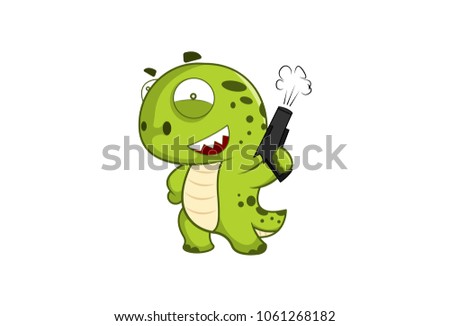 Cute Dragon Character. Vector illustration. Isolated on white background.