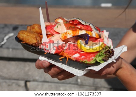 Street seafood in Ostende Royalty-Free Stock Photo #1061273597