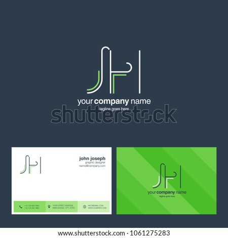 Letters J & H joint logo icon with business card vector template.