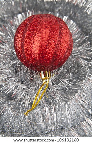 Christmas decorations on a silver background