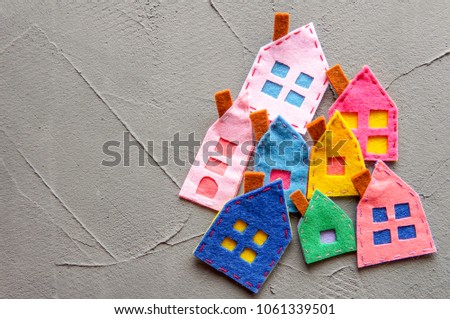 Crowded neighborhood concept. Spring background with country houses