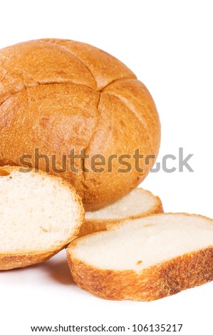 The cut bread isolated on white background