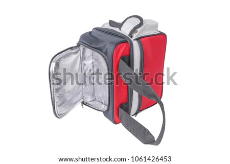 Thermal bag isolated on white background. For food transportation.