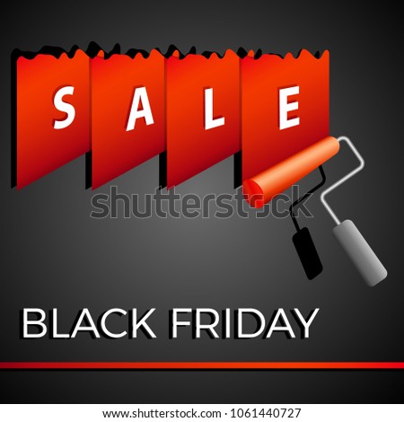 black friday - sale banner with painting roller
