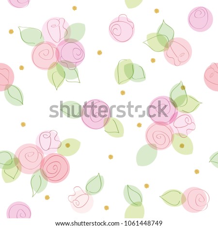 Floral seamless pattern with glitter polka dots.
