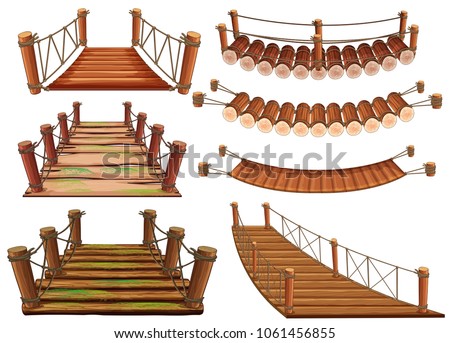Wooden bridges in different designs illustration