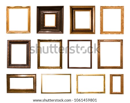 group of beautiful rectangular frame for a mirror on isolated background