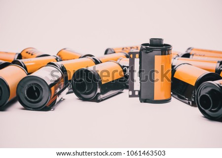 photo film in cartridge isolated on white background