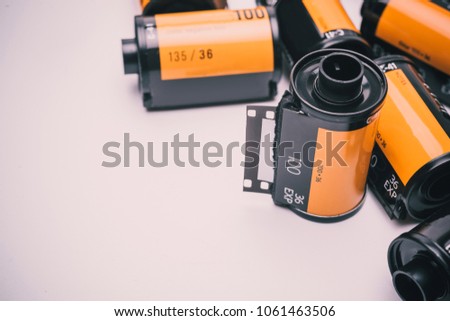 photo film in cartridge isolated on white background