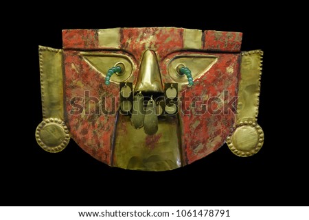 Golden Mask of the Peruvian Lords. Royalty-Free Stock Photo #1061478791