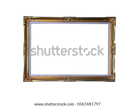 Blank golden frame for decorated on white background