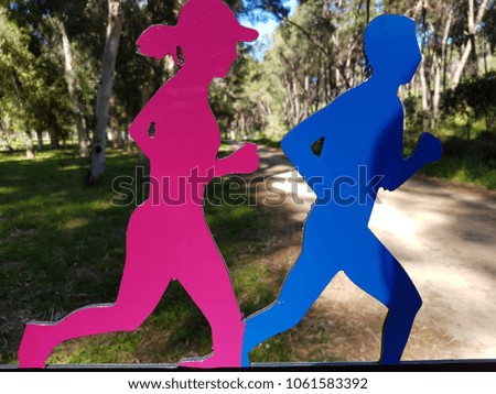 Jogging track and running man, icon, symbol.