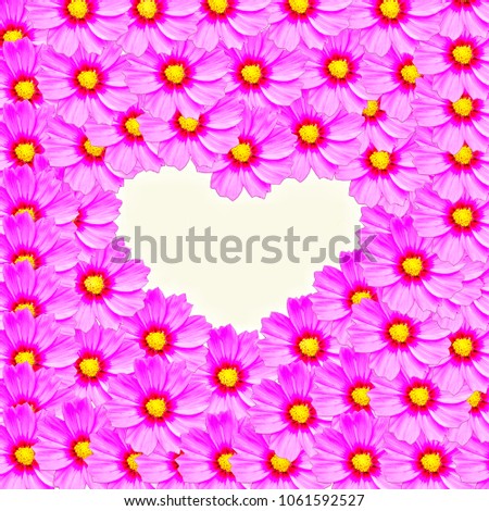 Concept ideas heart shaped made of pink flowers for textures background
